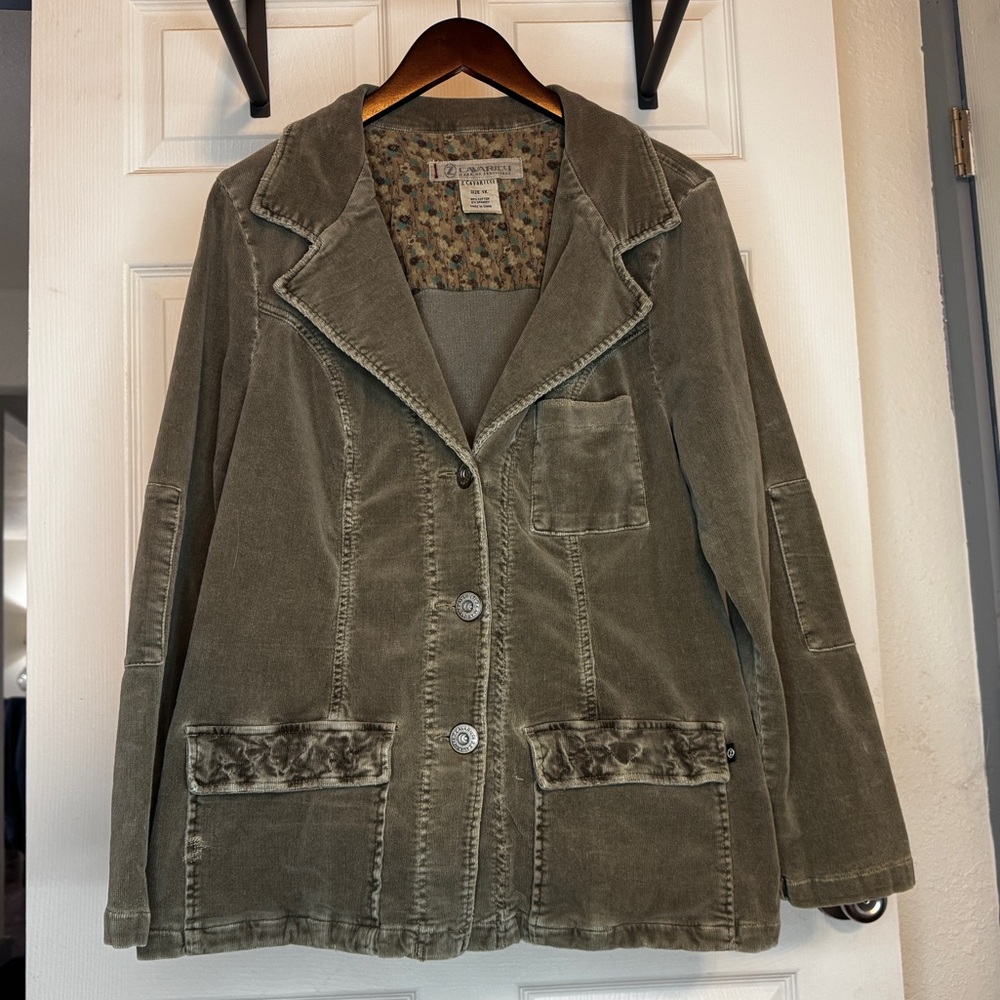 Y2K Vintage Z. Cavaricci Olive Green Corduroy Blazer Jacket